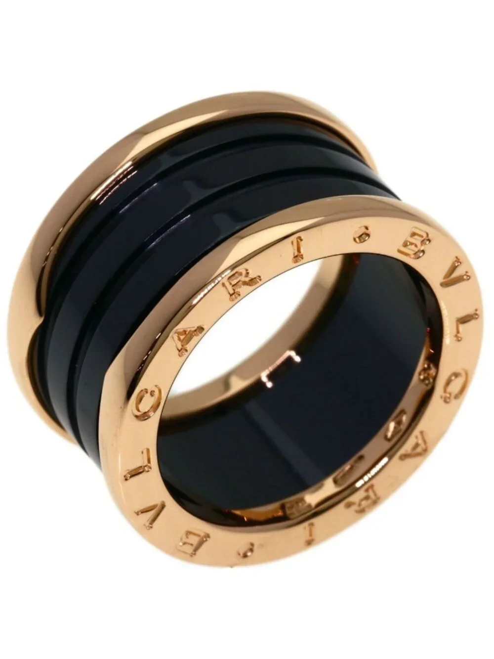 Bvlgari Band Ceramic 53 Ring 18k Pink Gold